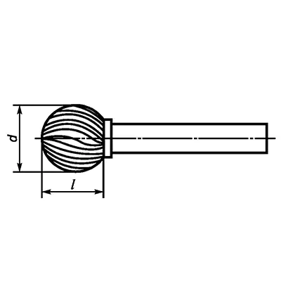 Борфреза сферическая с двойной насечкой, тип D 3х3х3х38