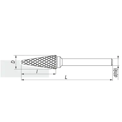 Борфреза сфероконическая с двойной насечкой, тип L 19х6х38х83